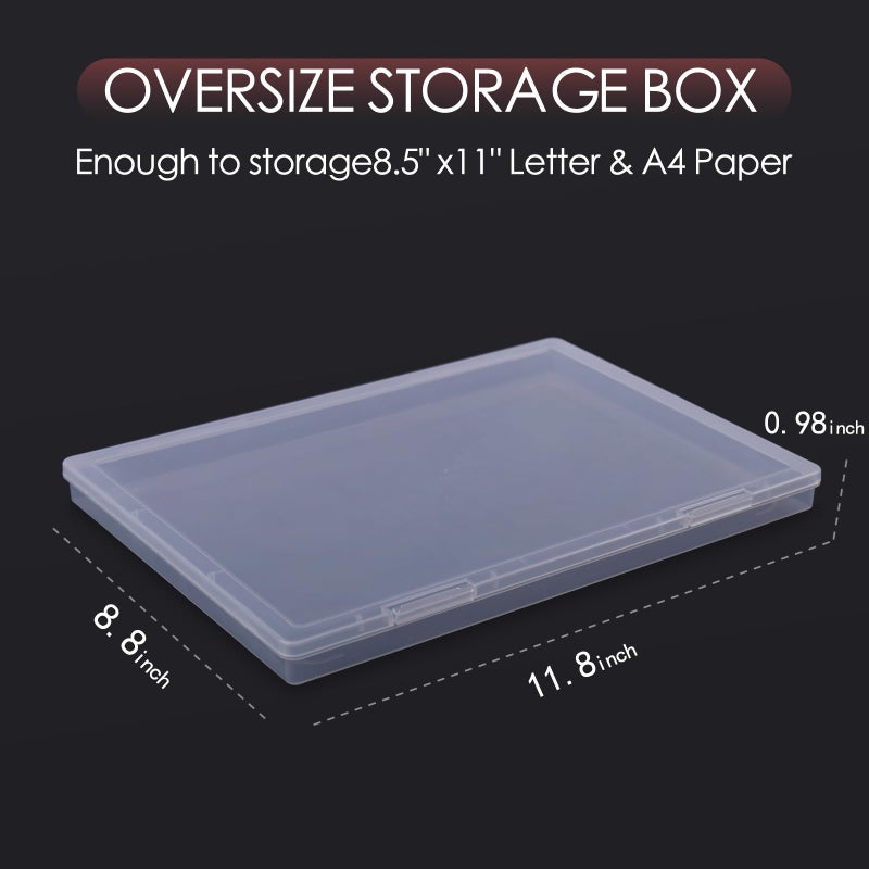 FAAYUCK 6 Pack Photo Storage Box, Fits 8" x 10" Photo, Large Plastic Scrapbook Paper Storage with Snap-Tight Latch, Photo Organizer for Protecting Photos, Crafts, Scrapbooks, Office Supplies, A4 Files - Image 2