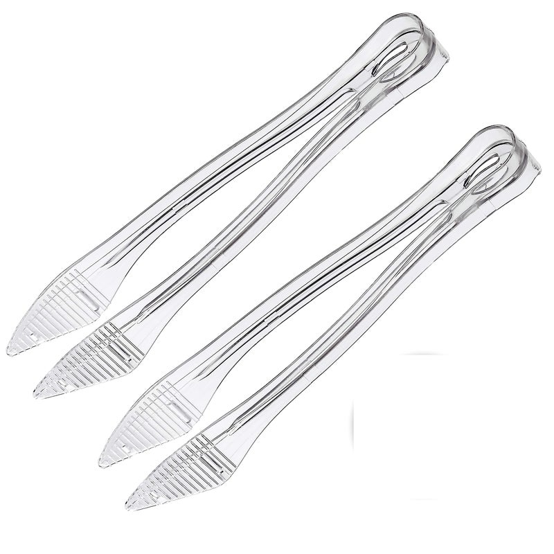 PLASTICPRO Plasticpro Disposable Plastic Serving Tongs Durable Heavy Duty Premium Serving Utensils Clear Pack of 4