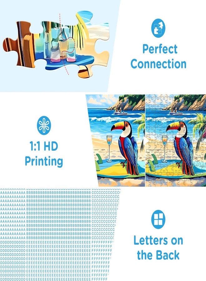 WSCXSC 500 Piece Jigsaw Puzzle for Adults, Beach Scenery Jigsaw Puzzle, Chair and Guitar Jigsaw Puzzles, Seaside Lover Challenging Puzzles for Friends Family Activity Game Nights Gifts - Image 5