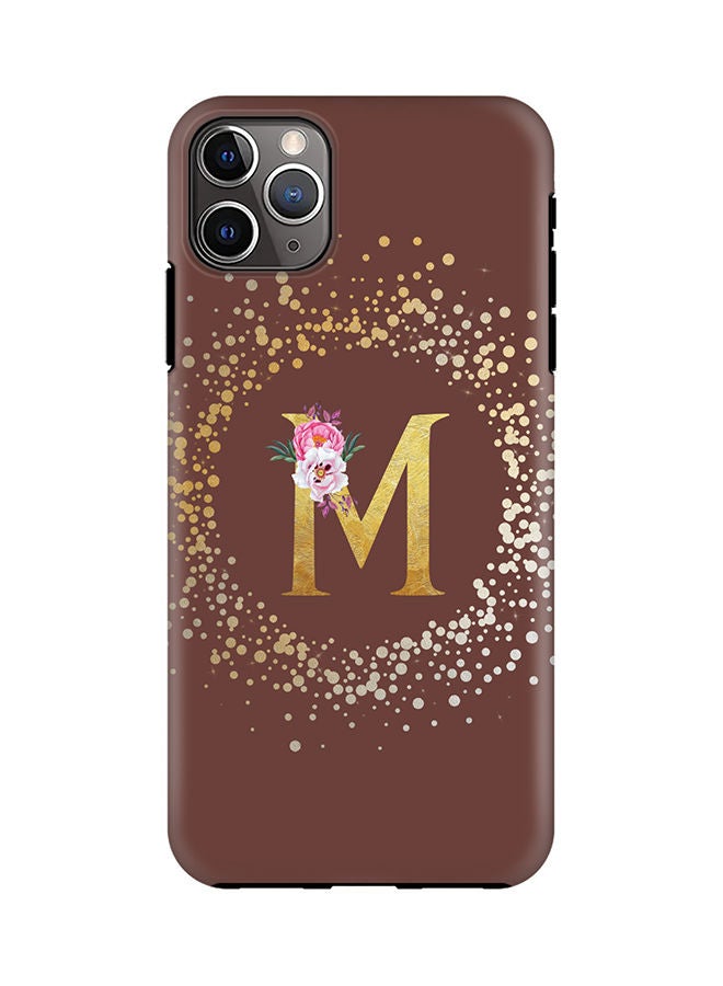 Stylizedd Monogram Tough Series for Apple iPhone 11 Pro Max Custom Initials Floral Pattern Tough Pro Dual Layer hybrid PC inner TPU protection Alphabet- M (Brown) - Image 1