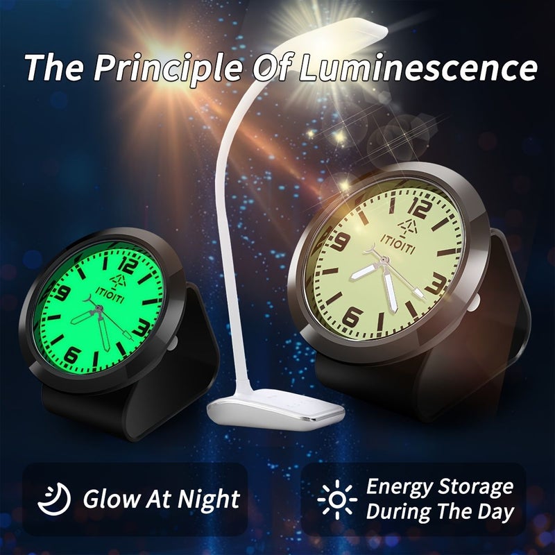 Black Frame Zinc Alloy Luminous Car Clock with Dashboard Bracket Analog Clock for Car Home Office Use 3 Connection Options - Image 4