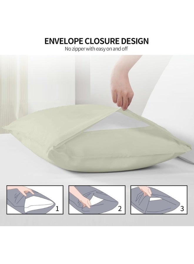 Hotel Linen Klub عبوة من 4 أغطية وسائد قياسية - قطن فاخر 100% 250TC ساتين بتصميم أنيق بسيط، الحجم: 50 × 75 سم، كريمي ناعم لمسة من الرقي في غرفة نومك - Image 4