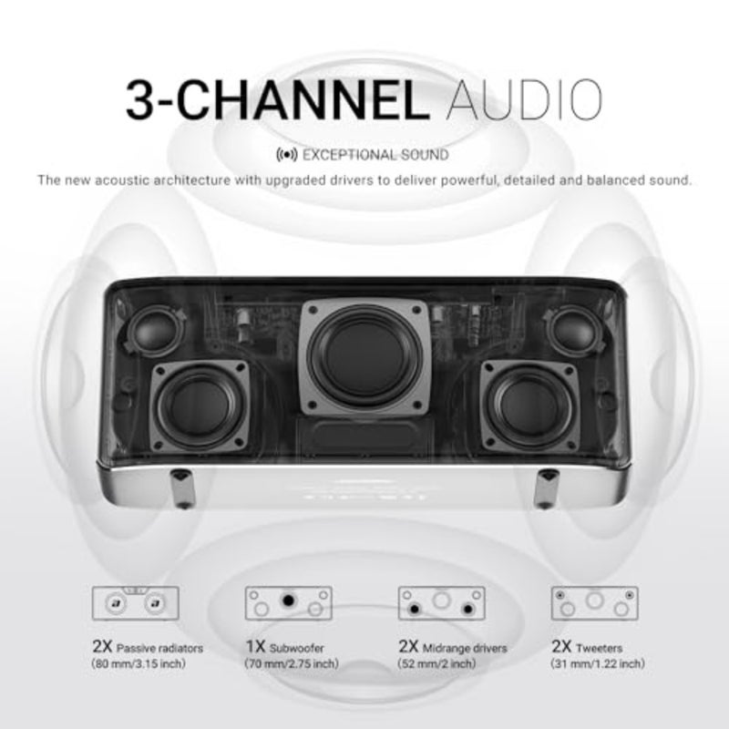 مكبر صوت بلوتوث S8 Pro Max، صوت ثلاثي القنوات مع صوت ستيريو نابض بالحياة، تقنية EQ، DSP، بطاقة TF، AUX، ميكروفون مدمج، مكبر صوت منزلي للداخل، صوت ستيريو 3K للمكتب مع صوت جهير قوي محسن، بلوتوث 5.3، TWS، EQ، بطاقة TF، تشغيل محرك USB AUX - Image 2