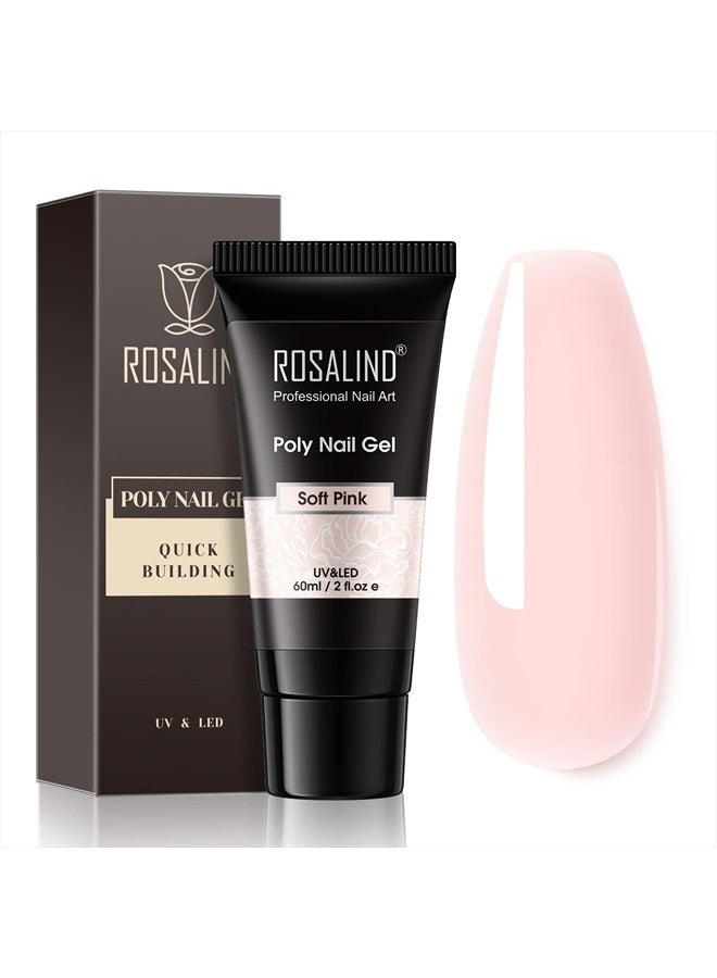Rosalind Pink Poly Nail Gel, 60ml Soft Pink Poly Extension Gel for Nail Natural Builder Nail Gel Pink Color, Light Pink Poly Extension Nail Decoration Long-Lasting Poly Acrylic Nail Enhancement Gel fo - Image 1