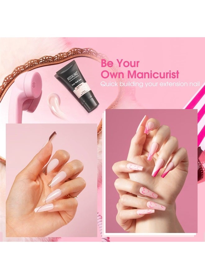 Rosalind Pink Poly Nail Gel, 60ml Soft Pink Poly Extension Gel for Nail Natural Builder Nail Gel Pink Color, Light Pink Poly Extension Nail Decoration Long-Lasting Poly Acrylic Nail Enhancement Gel fo - Image 3
