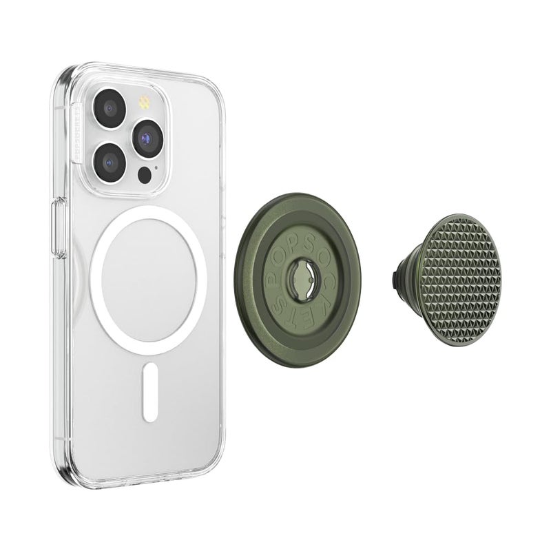 PopSockets Phone Grip for MagSafe, Magnetic Holder, Phone Stand, Green - Triangle Knurl Olive - Image 4