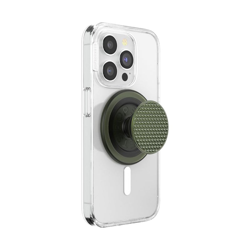 PopSockets Phone Grip for MagSafe, Magnetic Holder, Phone Stand, Green - Triangle Knurl Olive - Image 1