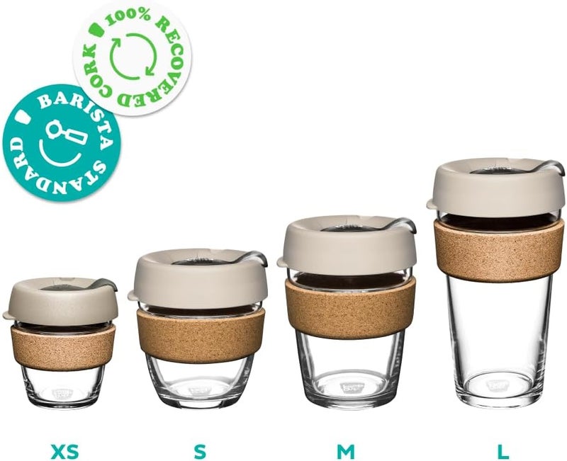 KeepCup Reusable Coffee Cup - Brew Tempered Glass and Natural Cork, S 8oz/227ml - Press - Image 5