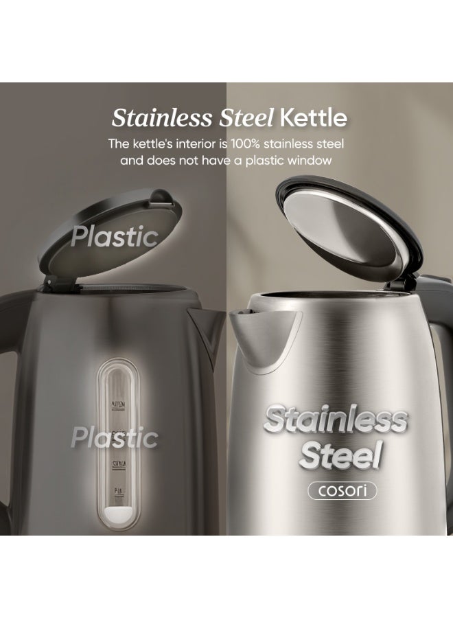 COSORI Electric Kettle 1.7L 3000W, Plastic-free Interior, Lids Open at 2 Angles, Easy to Clean, Automatic Shut Off & Boil-Dry Protection, Stainless Steel Tea Kettle, Hot Water Boiler & Heater, S152 - Image 3