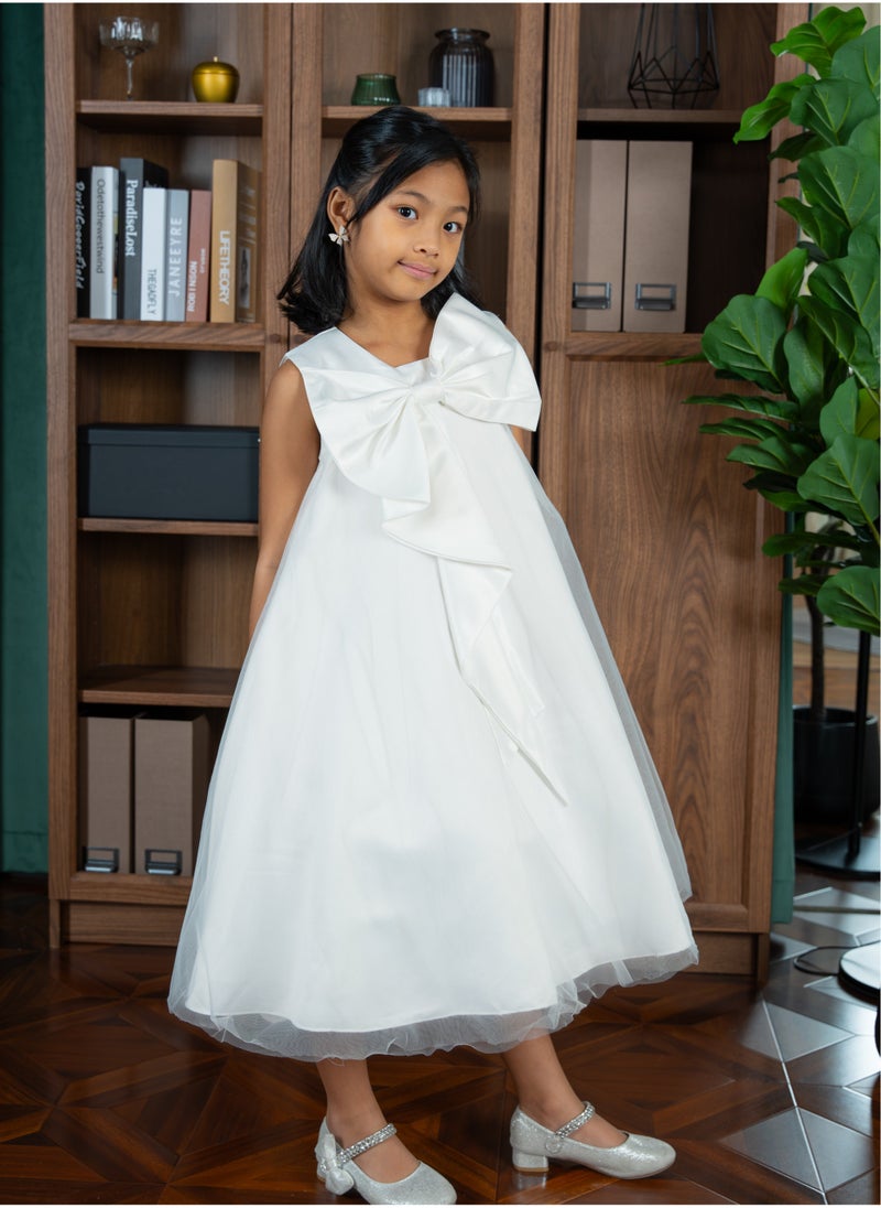 D'Daniela Satin Bow A-Line Dress - Image 1