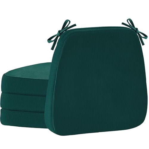 Nobildonna Dining Chair Cushions Set of 42 Thick HighDensity Foam Chair Pads with Ties and NonSlip Bottom Removable Washable Cover for Dining and Kitchen 17x16 Hunter Green - Image 1