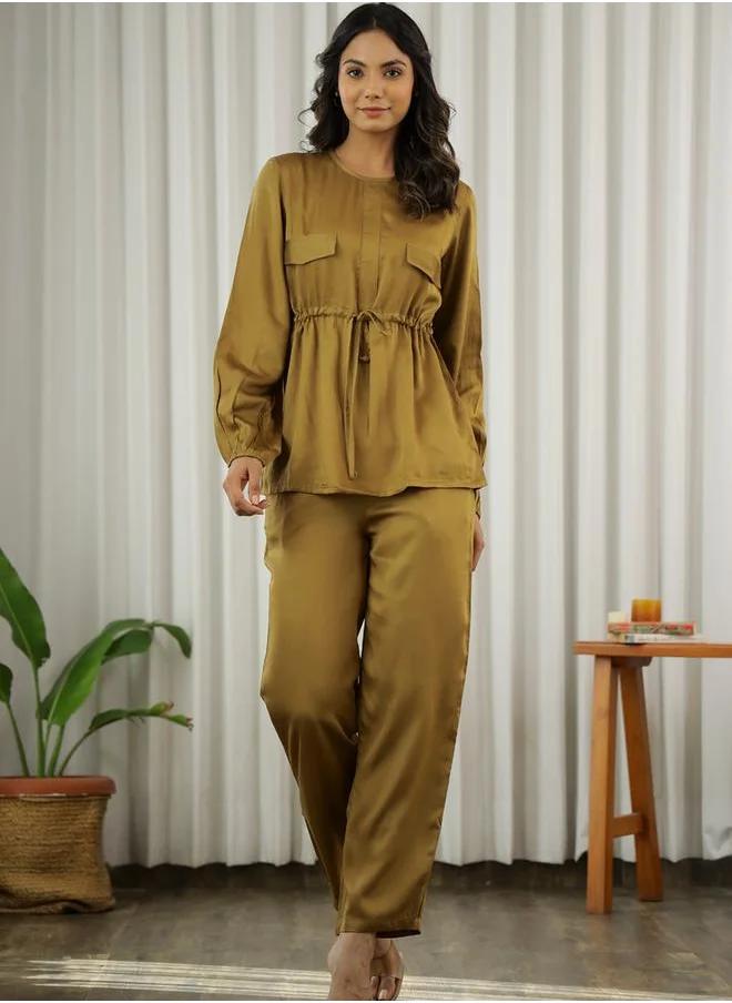 sanskrutihomes Flap Pocket Tie Up Detail Top and Pants Co-Ords by Styli