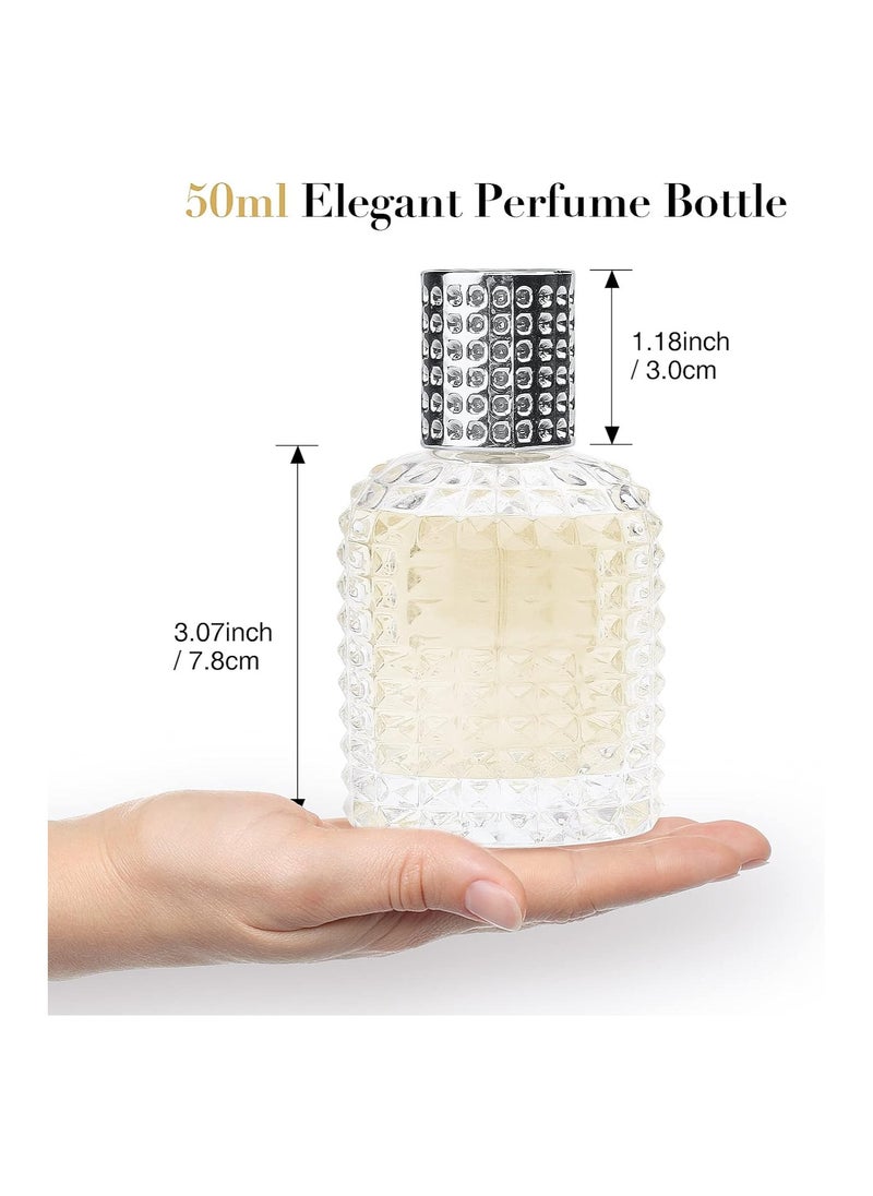 SYOSI - Travel Perfume Glass Spray Bottle 2 Pack 30ml 50ml Pineapple Refillable Perfume Atomiser Square Grids Portable Clear Travel Refillable Perfume Glass Empty Bottle With 4 Perfume Dispenser - Image 1