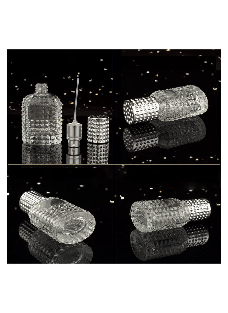 SYOSI - Travel Perfume Glass Spray Bottle 2 Pack 30ml 50ml Pineapple Refillable Perfume Atomiser Square Grids Portable Clear Travel Refillable Perfume Glass Empty Bottle With 4 Perfume Dispenser - Image 1