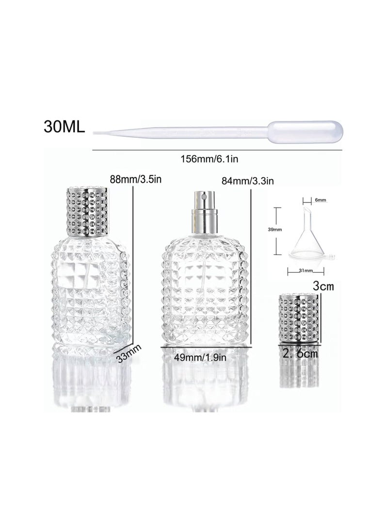 SYOSI - Travel Perfume Glass Spray Bottle 2 Pack 30ml 50ml Pineapple Refillable Perfume Atomiser Square Grids Portable Clear Travel Refillable Perfume Glass Empty Bottle With 4 Perfume Dispenser - Image 1