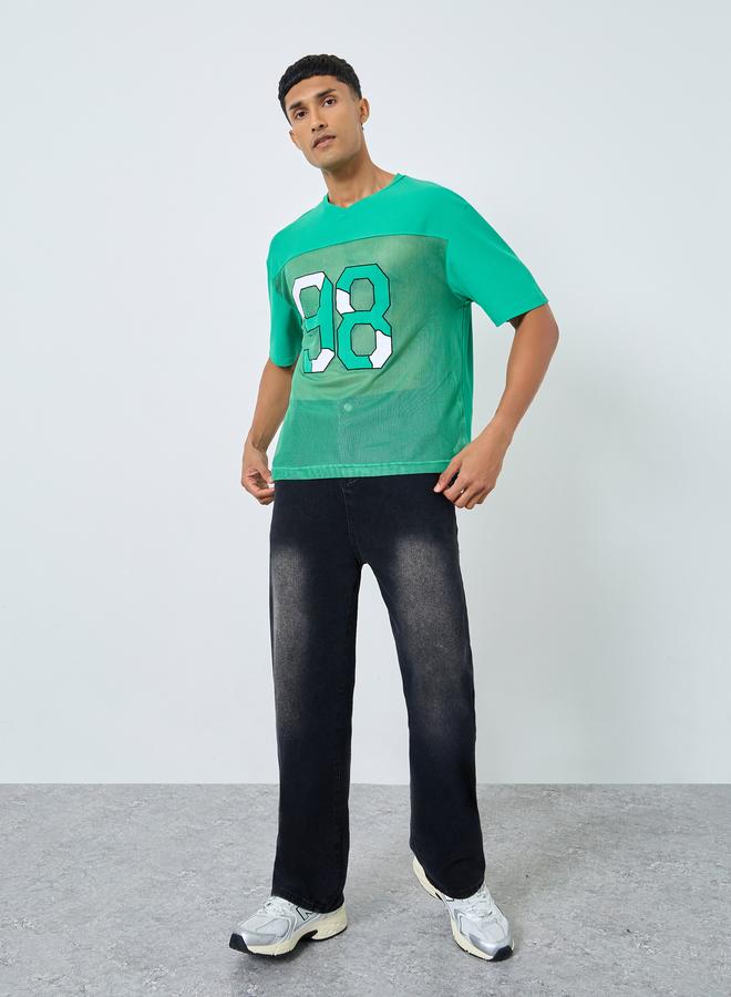 Styli Oversized Cut and Sew Detailing Graphic Printed T-Shirt - Image 2