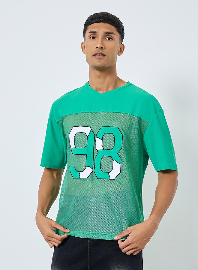 Styli Oversized Cut and Sew Detailing Graphic Printed T-Shirt - Image 1