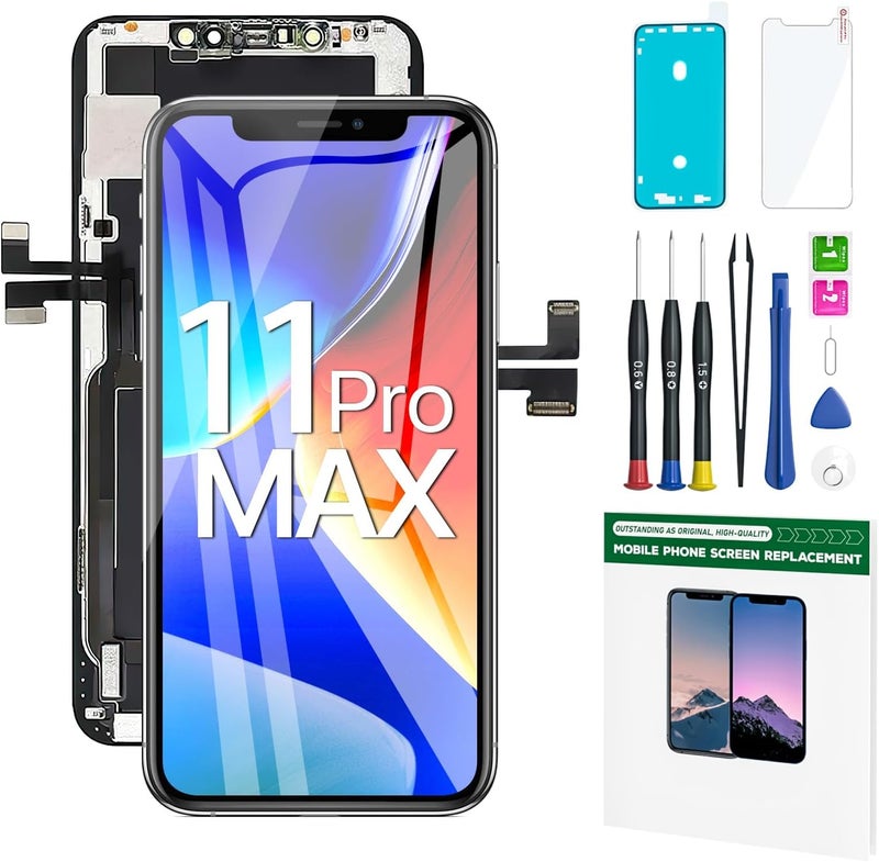 FFtopu iPhone 11 Pro Max Screen Replacement Kit 6.5'' LCD Display 3D Touch Full HD Digitizer Full Assembly Repair Kits Waterproof Frame Sticker+Screen Protector not for Model 11 and 11 Pro - Image 1