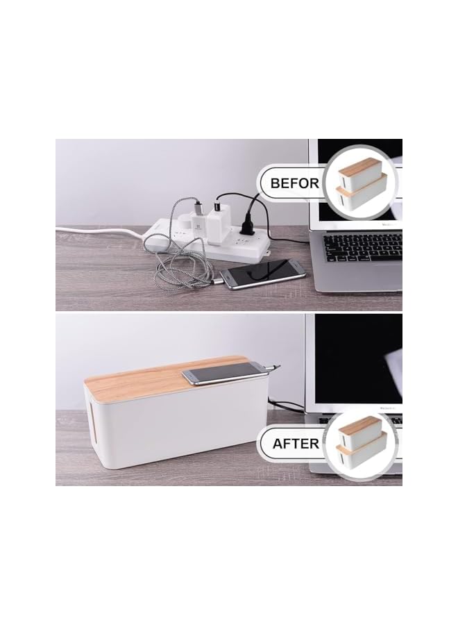 PROMASS promass Cable Management Box,2 Pack Large & Medium Cable Organizer with Slotted Top for Heads Up Display,Box Cord Organizer Box to Hide Surge Protector on Desk or Floor,Elegant,Strong,High Utility  - Image 5
