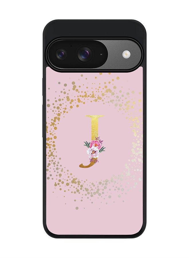 Stylizedd For Google Pixel 9 Case,Slim fit Camera Protection, Shockproof Thin Phone cover - Custom Monogram Floral - J (Pink ) - Image 1