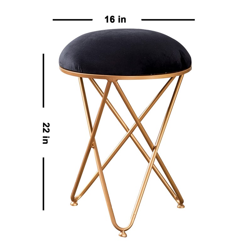 nestroots nestroots Ottoman Stool for Living Room Stool for Sitting |Metallic Ottoman Stool for Bedroom pouffes Side Table (22 inch Black Cross)  - Image 2