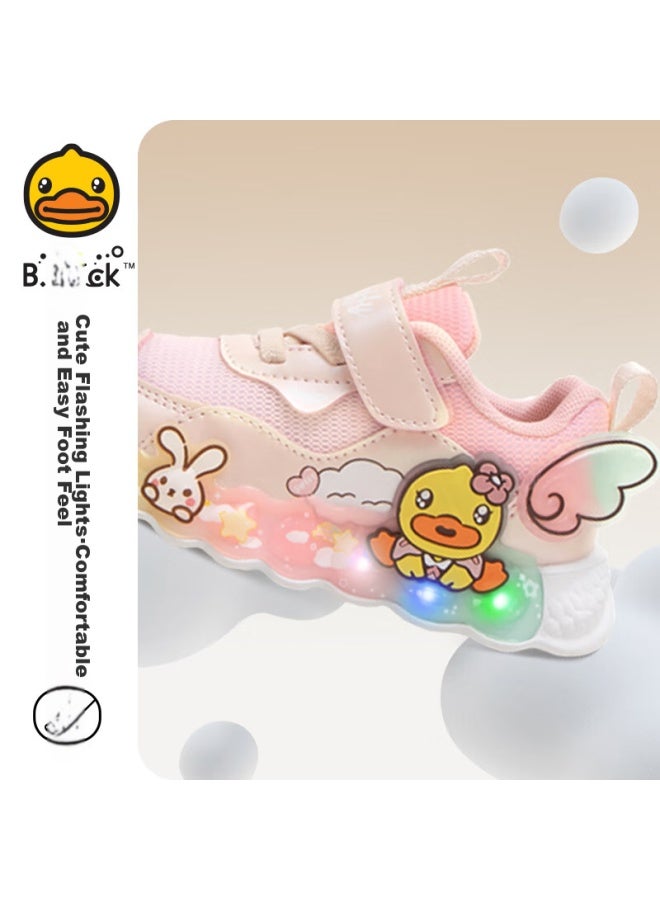 B.duck Children's Shoes, Girls' Soft-soled Sneakers, Light-up Shoes, Autumn Season, Luminous Running Shoes, 5015a, Light Blue, Size 29 - Image 3