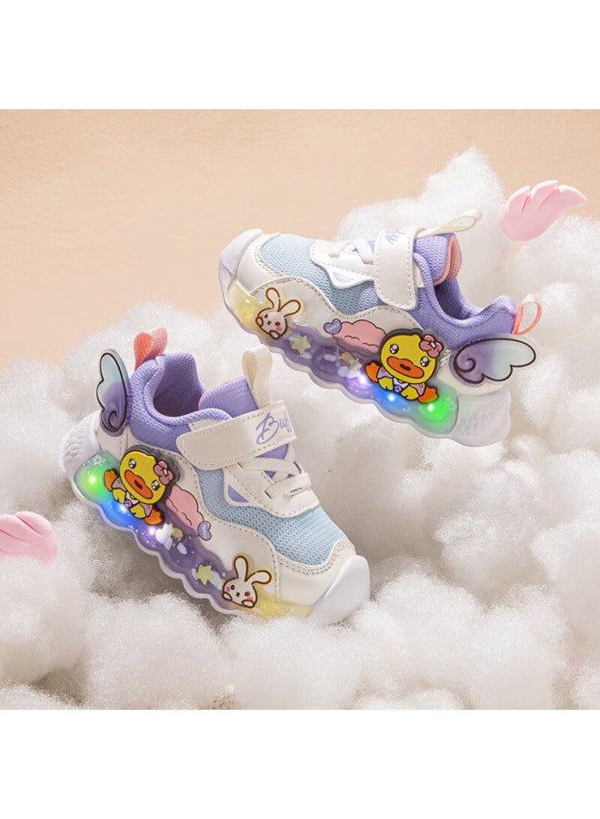 B.duck Children's Shoes, Girls' Soft-soled Sneakers, Light-up Shoes, Autumn Season, Luminous Running Shoes, 5015a, Light Blue, Size 29 - Image 2