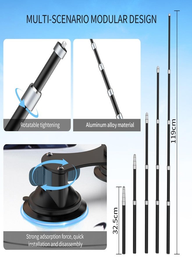 aoeyoo Upgraded Strong Suction Car Mount for Insta360 X5 X4 X3 X2, 5 in 1 Suction Mount Kit with 59" Invisible Selfie Stick Compatible with GoPro 13 12 11 Action Camera (Premium Locking Drop Proof Version) - Image 4