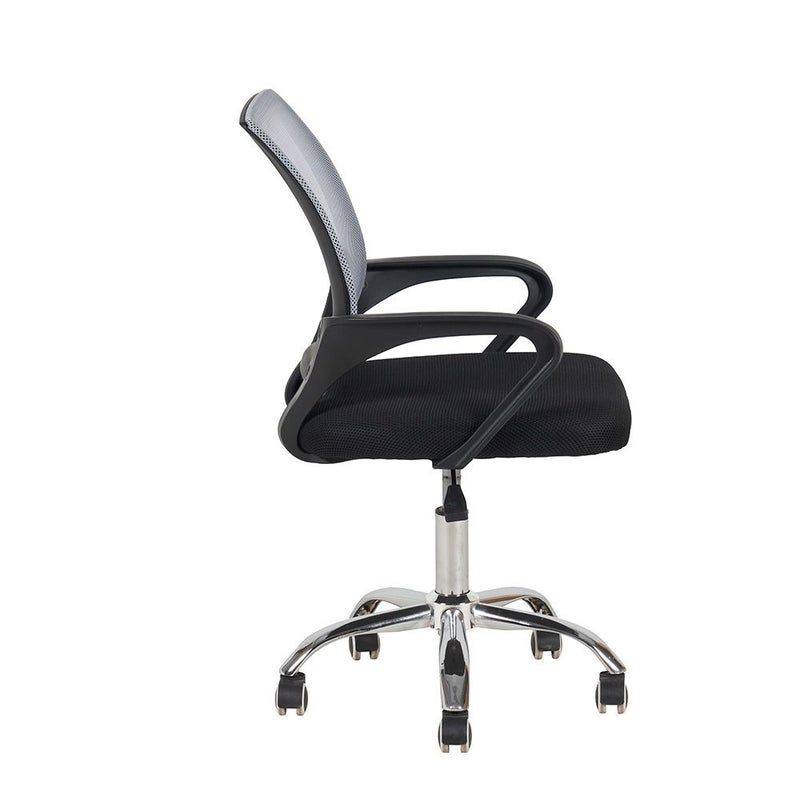 DANUBE HOME كرسي مكتب هيرالد - ظهر عالي قماش رمادي/أسود مفروشات مكتبية، إطار معدني، مقعد مريح لشخص واحد للمنزل والمكتب - Image 4