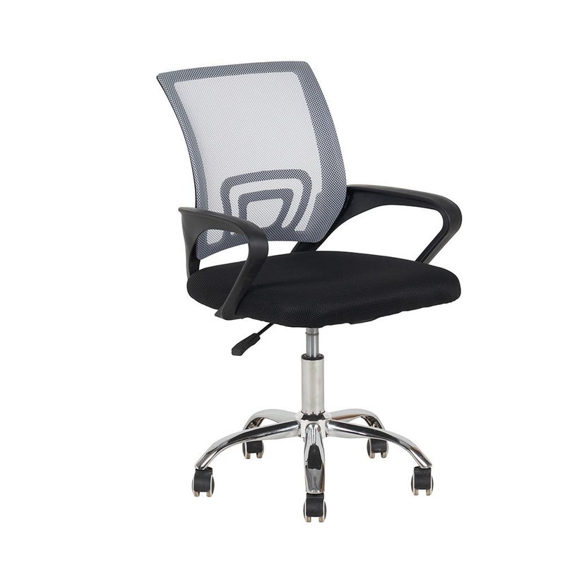 DANUBE HOME كرسي مكتب هيرالد - ظهر عالي قماش رمادي/أسود مفروشات مكتبية، إطار معدني، مقعد مريح لشخص واحد للمنزل والمكتب - Image 2