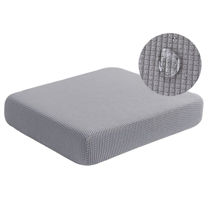 WATER REPELLENT COUCH CUSHION COVERS HIGH STRETCH SOFA CUSHION SLIPCOVERS FURNITURE PROTECTOR FOR LIVING ROOM WASHABLE SOFA SEAT SLIPCOVER 1 SEATER SETTEE CHAIR CUSHION LIGHT GRAY