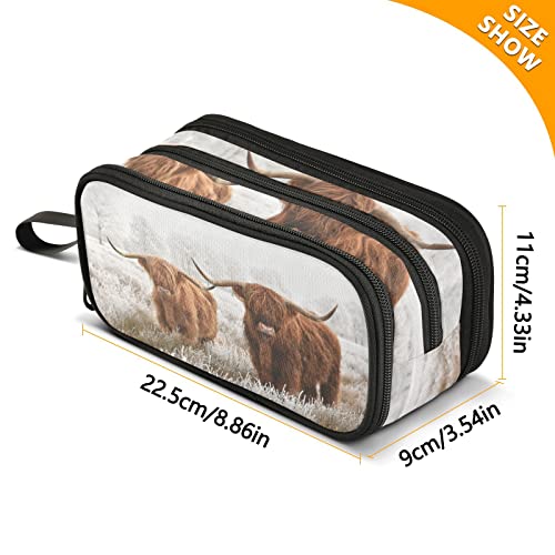 JUNZAN Pencil Case Scottish Highland Cow Large Capacity Pencil Pouch Pen Bag Student Stationery Office Supplies Present for Teen Girls Boys - Image 2