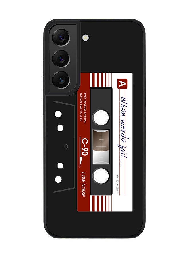 Stylizedd جراب بحافة سوداء متينة لهاتف Samsung Galaxy S21 5G جراب رفيع وناعم بحواف مطاطية مرنة ومضاد للسقوط من مادة TPU Gel - عندما تفشل الكلمات (شريط أسود) - Image 1