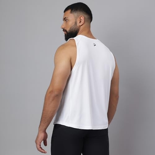 MUSCLEBLAZE تي شيرت دلت من موسل بليز بتصميم مزخرف للرجال (أبيض قطبي) | للجيم والرياضة - Image 4