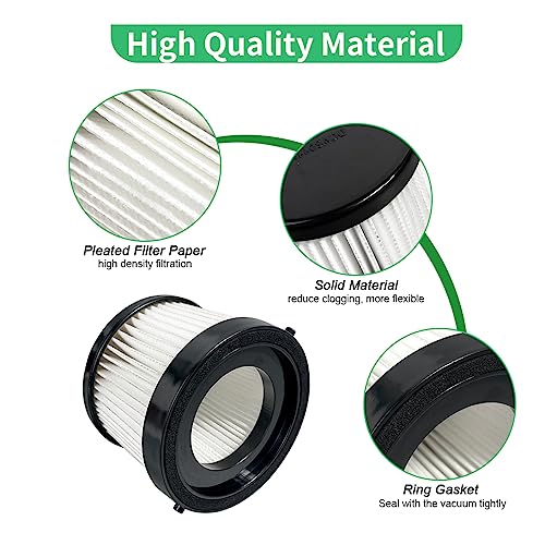 Kerneed 4 Pack DCV5011H HEPA Filter Compatible with DEWALT DCV501HB Cordless Handheld Vacuum, with 8 Foam Sleeve Filters & 1 Brush - Image 3