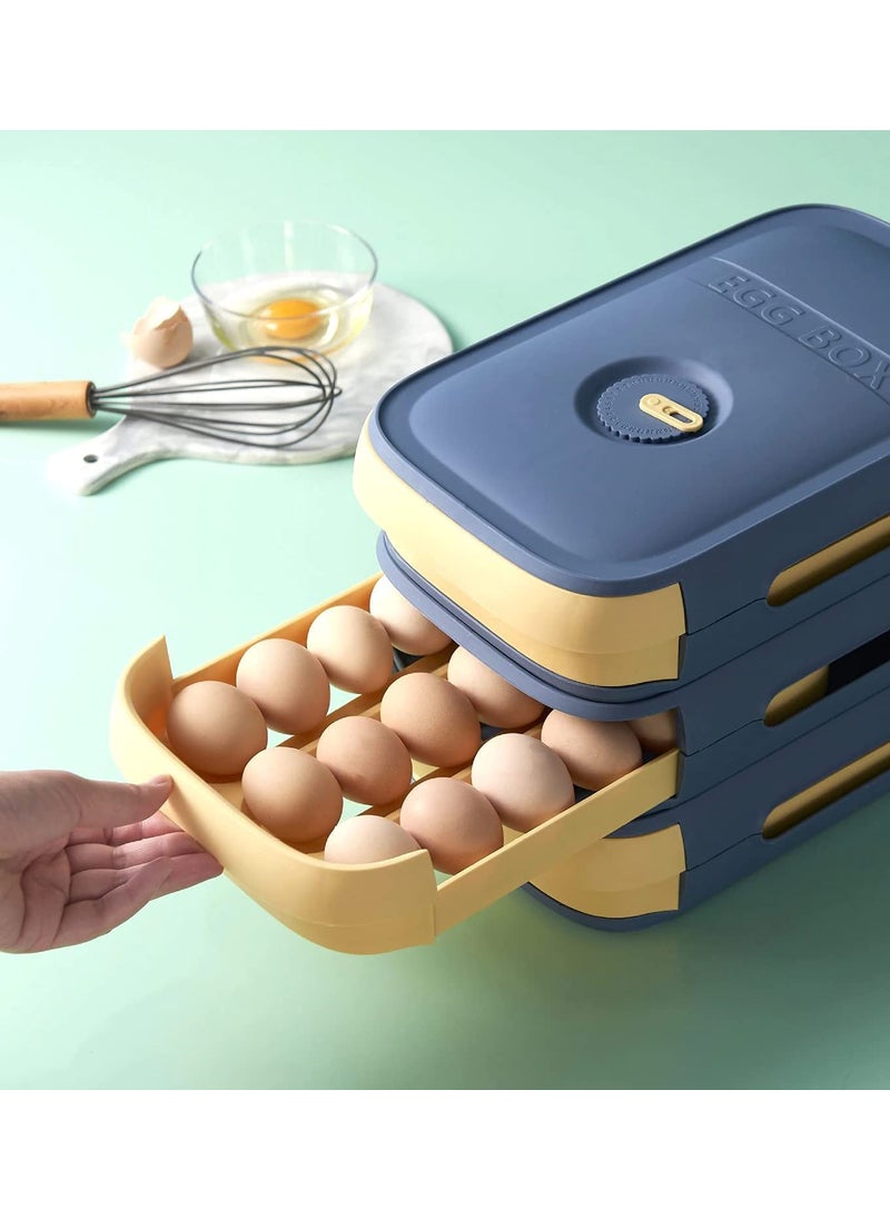 TOPSPIRIT TOPSPIRIT Drawer Type Egg Box Storage Containers Plastic Box With Lid Storage Egg Refrigerator Organizer Drawer Egg Tray Egg Holder Refrigerator Egg Case Egg Container for Cabinet Multicolor  - Image 1