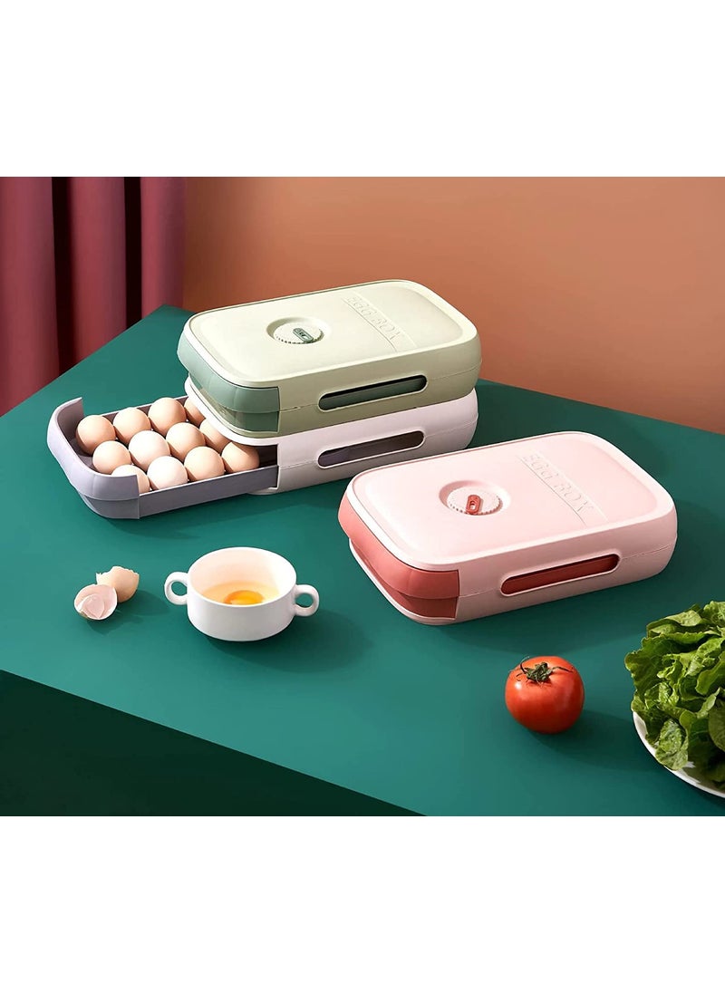 TOPSPIRIT TOPSPIRIT Drawer Type Egg Box Storage Containers Plastic Box With Lid Storage Egg Refrigerator Organizer Drawer Egg Tray Egg Holder Refrigerator Egg Case Egg Container for Cabinet Multicolor  - Image 3