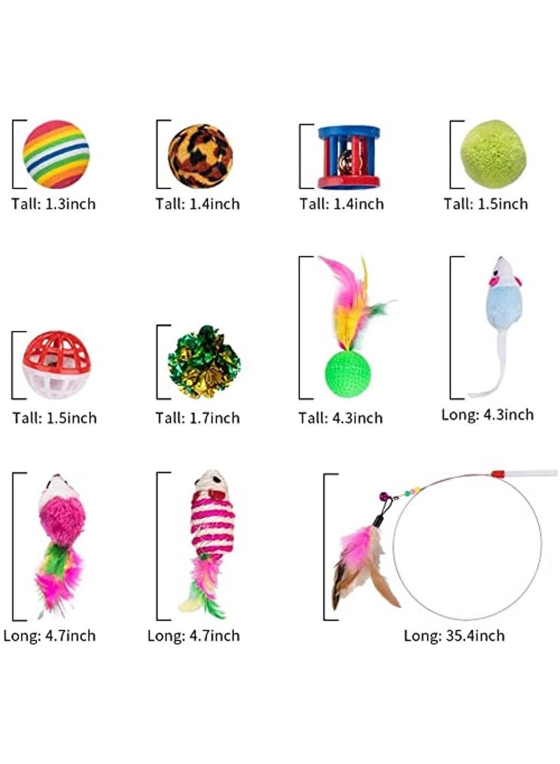 Altheqa 21 pcs multicolor cat interactive toys fluffy mouse fake mice crinkle balls bell play for kitten 3 way tunnel blue - Image 4
