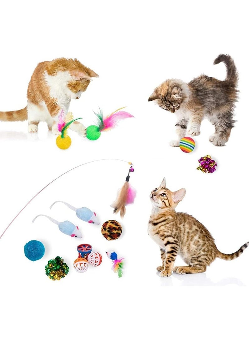 Altheqa 21 pcs multicolor cat interactive toys fluffy mouse fake mice crinkle balls bell play for kitten 3 way tunnel blue - Image 5
