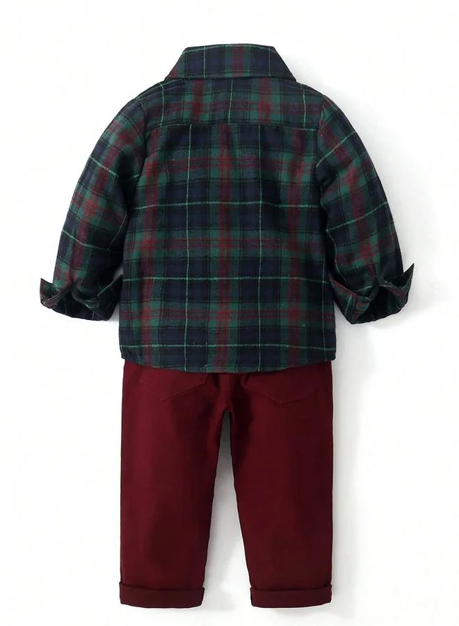 Take Two Take Two Boys Checked Shirt and Solid Pants Set