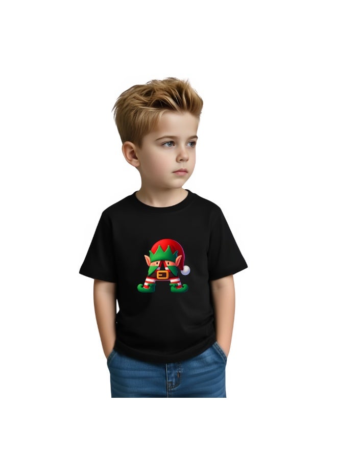 برينت شوب فور مي تي شيرت أبجدية عيد الميلاد للأطفال للأولاد - تي شيرت قطني ناعم برقبة مستديرة وأكمام قصيرة بتصميمات أبجدية - تي شيرت رائع لحفلات عيد الميلاد - Image 3