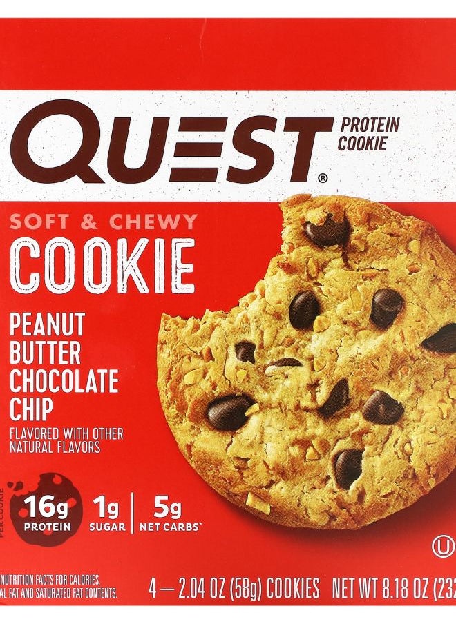 QUEST NUTRITION Protein Cookie Peanut Butter Chocolate Chip 4 Cookies 2.04 oz (58 g) Each 