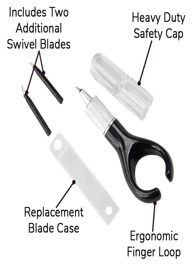 Craft County Loop Handle Pen-Grip Crafting Knives - Ergonomic Precision Blades for Scrapbooking, Sewing, and More! (Swivel) - Image 3