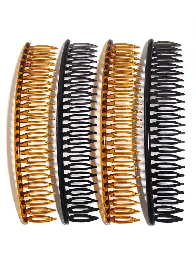 LFOUVRE 4pcs Plastic Hair Clip For Thick Hair With Teeth, Large Hair Side Comb, French Hair Clip For Women, Coffee Black Hair Clip For Hair Fine Girl Hair Accessories for Women - Image 1