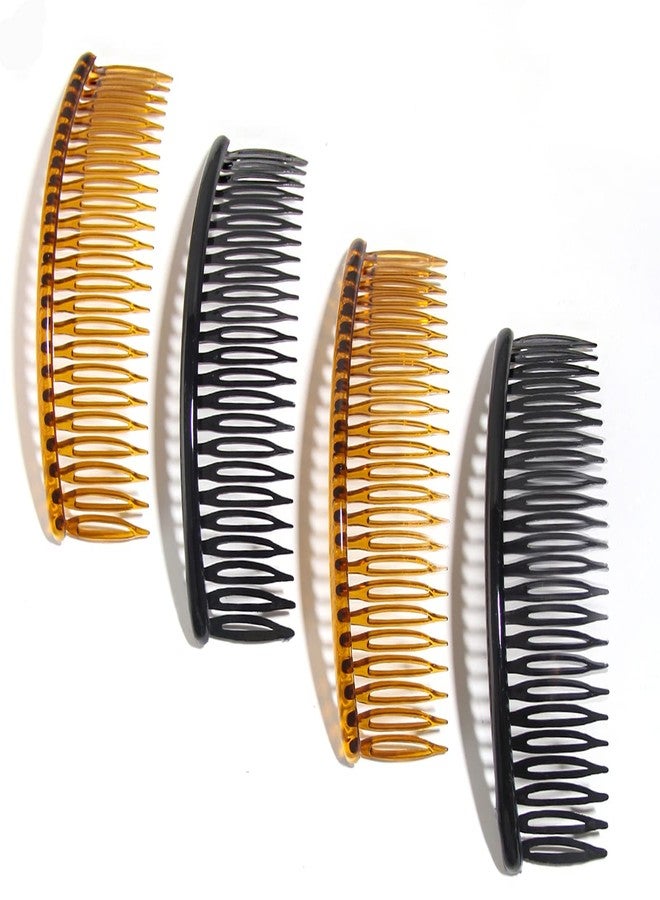 LFOUVRE 4pcs Plastic Hair Clip For Thick Hair With Teeth, Large Hair Side Comb, French Hair Clip For Women, Coffee Black Hair Clip For Hair Fine Girl Hair Accessories for Women - Image 2