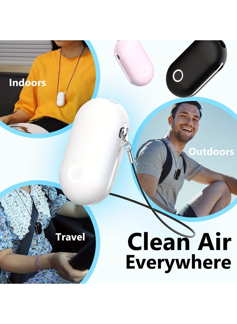 Portable Air Purifier Necklace - Rechargeable, Wearable Ionic Negative Air Cleaner in Pink  White - USB Powered, Silent Operation for Outdoor, Travel, Home, Air Cleaner for Car  - Image 4
