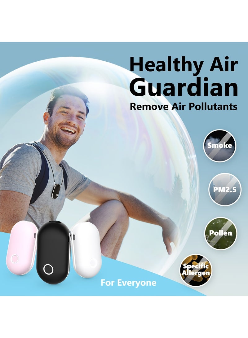 Portable Air Purifier Necklace - Rechargeable, Wearable Ionic Negative Air Cleaner in Pink  White - USB Powered, Silent Operation for Outdoor, Travel, Home, Air Cleaner for Car  - Image 2