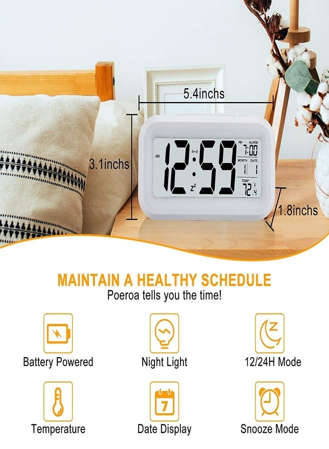 Sukee Digital Alarm Clock with Automatic Sensor, Date and Temperature Display, Compact Desk Table Clock for Students, Home, Office, Bedroom, Living Room,Home Decor, Corporate Use (White) - Image 5