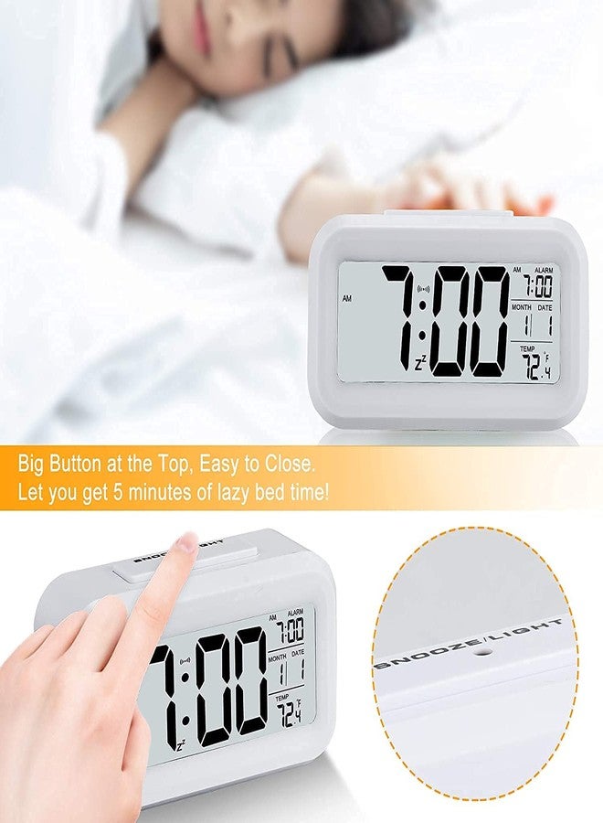 Sukee Digital Alarm Clock with Automatic Sensor, Date and Temperature Display, Compact Desk Table Clock for Students, Home, Office, Bedroom, Living Room,Home Decor, Corporate Use (White) - Image 2