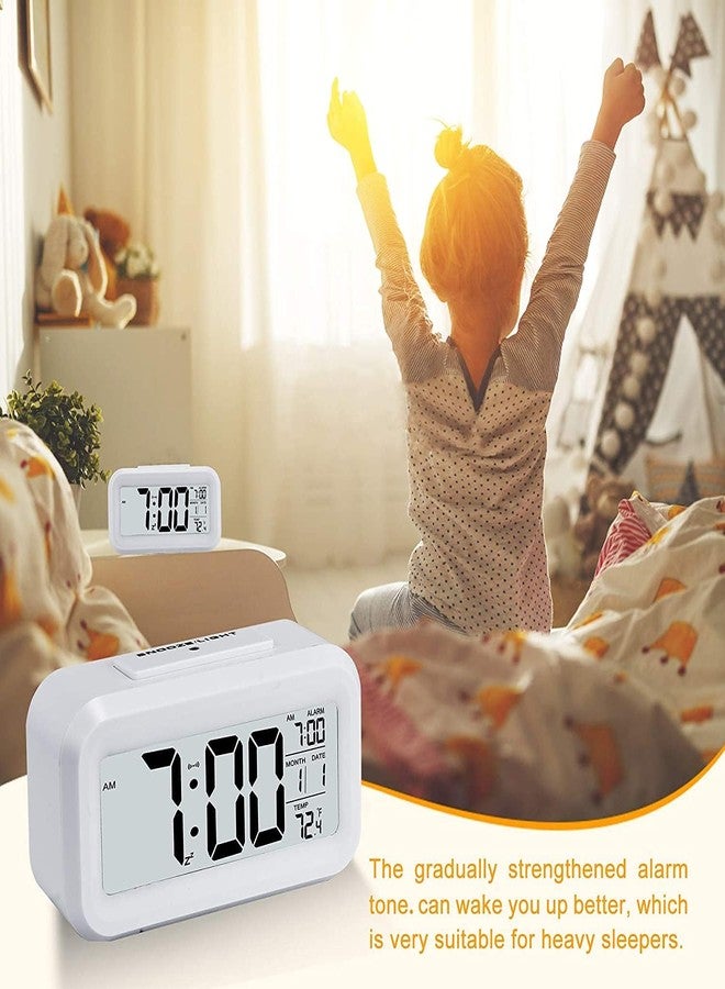 Sukee Digital Alarm Clock with Automatic Sensor, Date and Temperature Display, Compact Desk Table Clock for Students, Home, Office, Bedroom, Living Room,Home Decor, Corporate Use (White) - Image 3